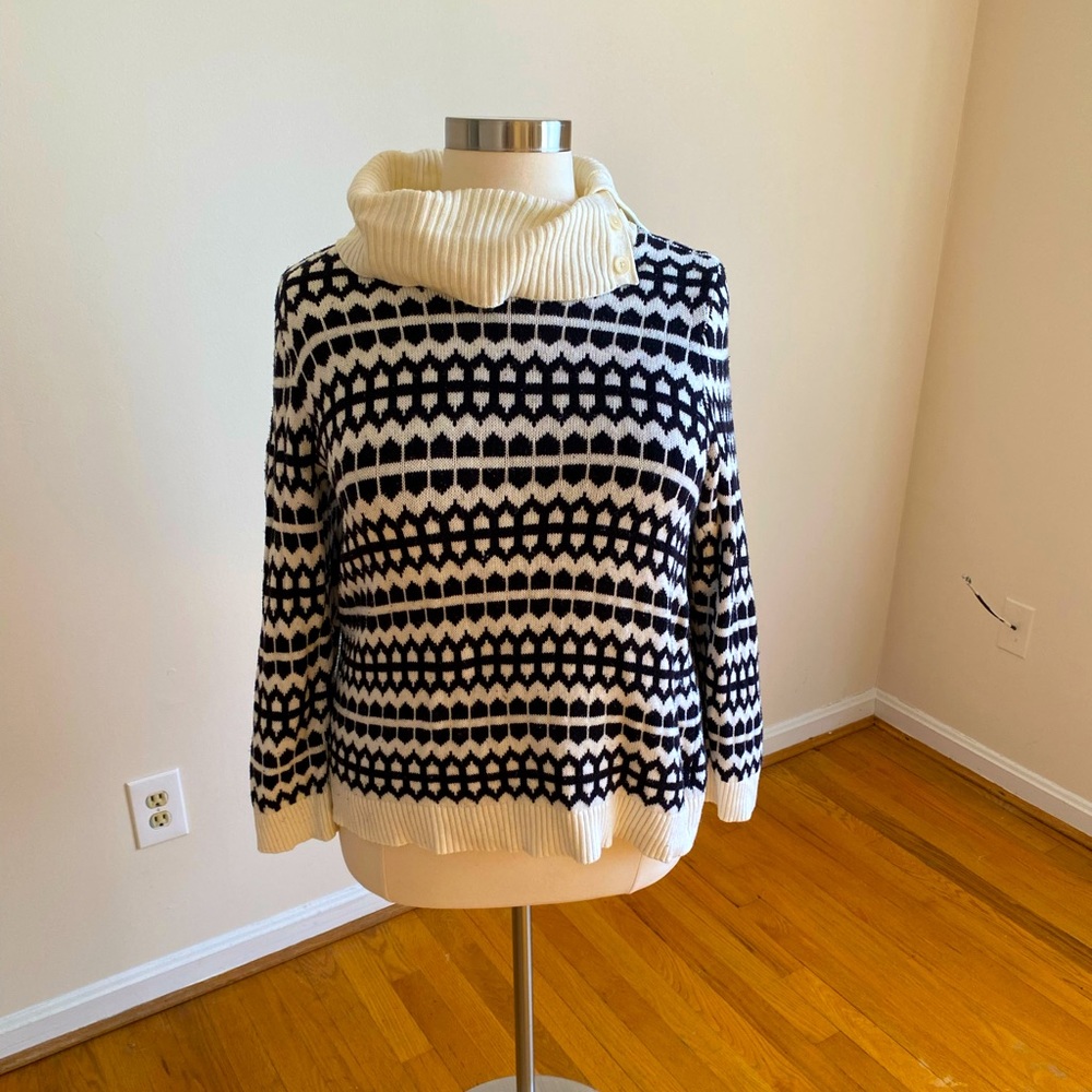 Talbots 3xp Black And White Patterned Sweater - image 1